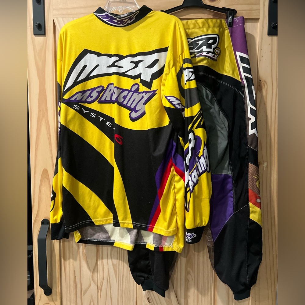 VINTAGE MSR Racing System 6 Gear Set XXL Jersey 34 Pants Yellow Purple
